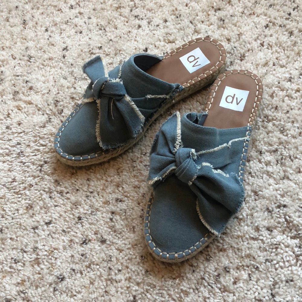 Chambray Espadrille Slides